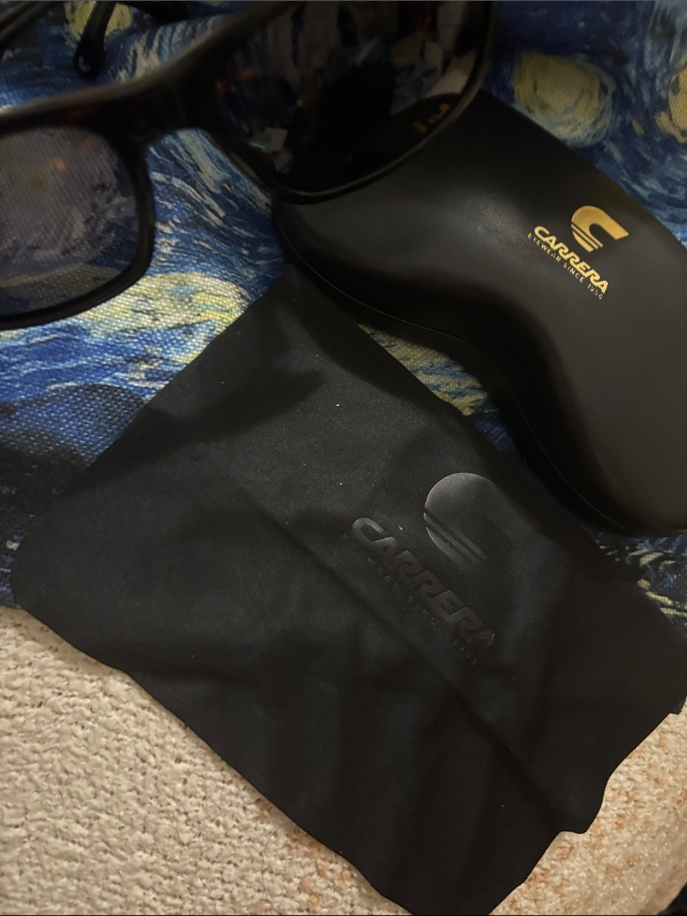 Carrera Black Sunglasses with Gold Logo Case